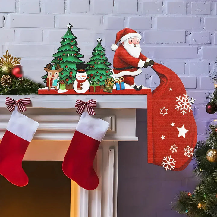 Christmas Wooden Decoration FrostiHome | Santa Claus &amp; Snowman | Wooden Door Sign &amp; Corner Decoration | Christmas &amp; New Year 2026