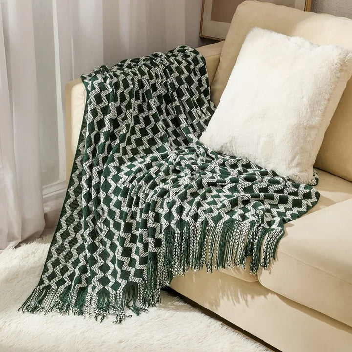Nordic Chunky Knit Throw in Soft Faux Cashmere