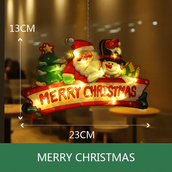 Battery Christmas Window Hanging Light with Flashing Mode
