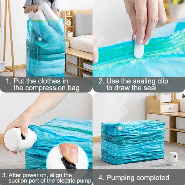 Vacuum Storage Bags with Double Zip Seal – Up to 75% More Space