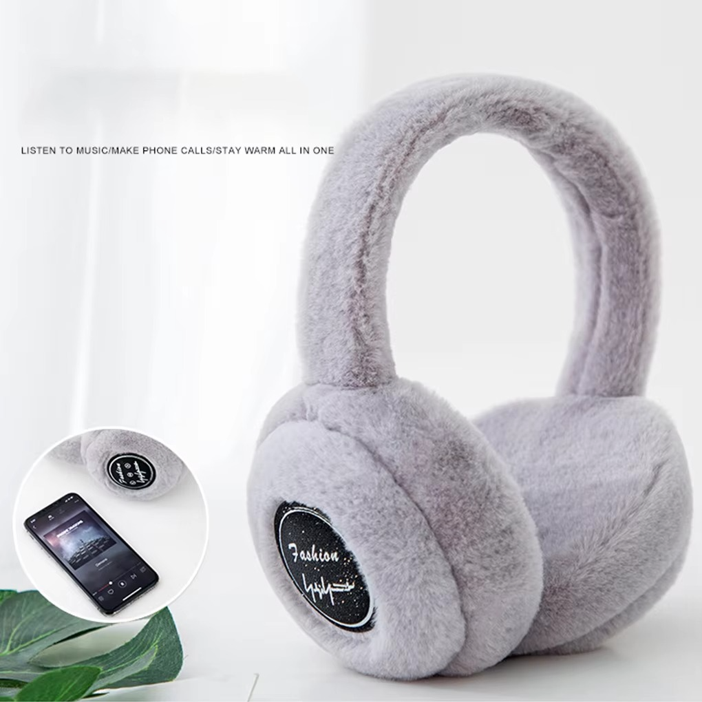 Plush Bluetooth Earmuff Headphones with Soft Faux Fur