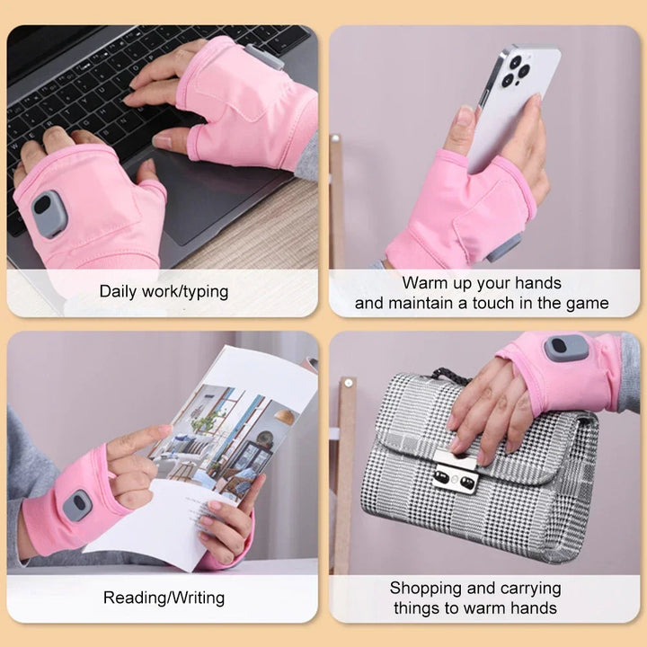 Harwelton™ Rechargeable Heated Fingerless Gloves for Typing