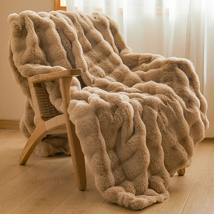 Ultra-Soft Faux Fur Throw with a Silky Plush Feel
