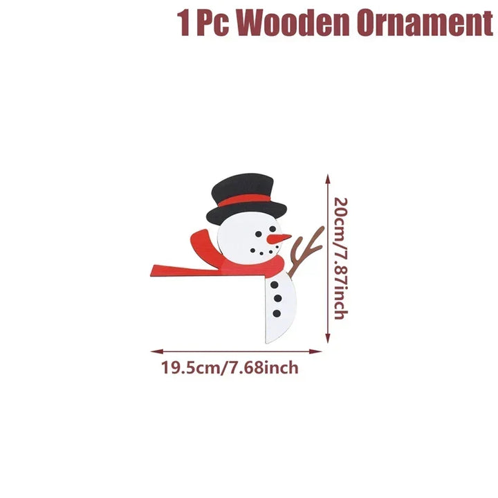 Christmas Wooden Decoration FrostiHome | Santa Claus &amp; Snowman | Wooden Door Sign &amp; Corner Decoration | Christmas &amp; New Year 2026