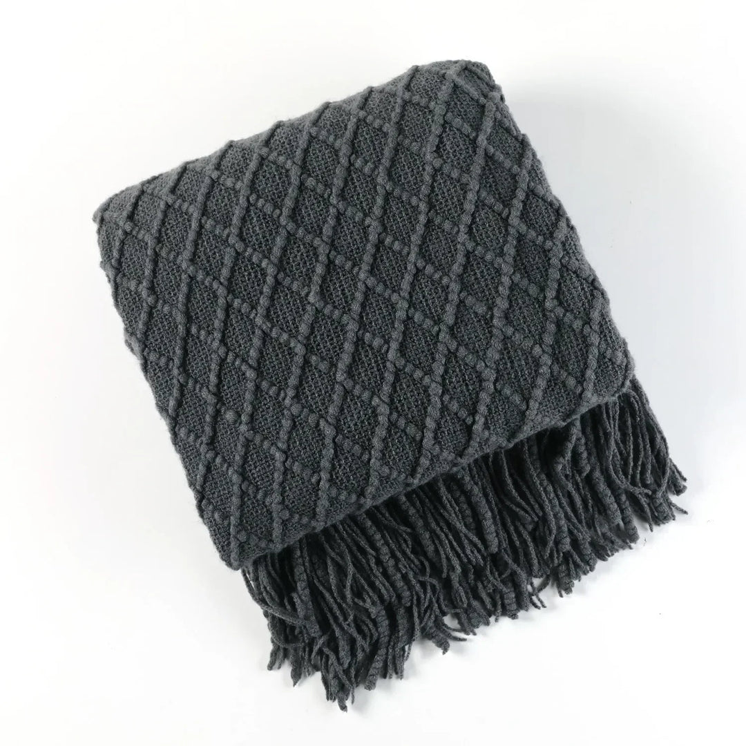 Nordic Chunky Knit Throw in Soft Faux Cashmere