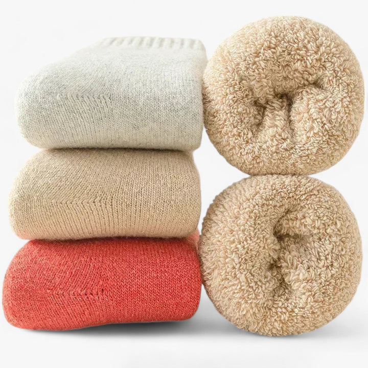 Wool and Cashmere Thermal Socks 3-Pack with Fleece Loop