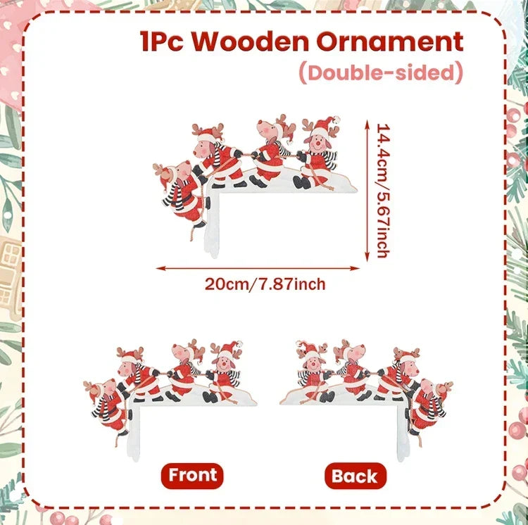 Christmas Wooden Decoration FrostiHome | Santa Claus &amp; Snowman | Wooden Door Sign &amp; Corner Decoration | Christmas &amp; New Year 2026