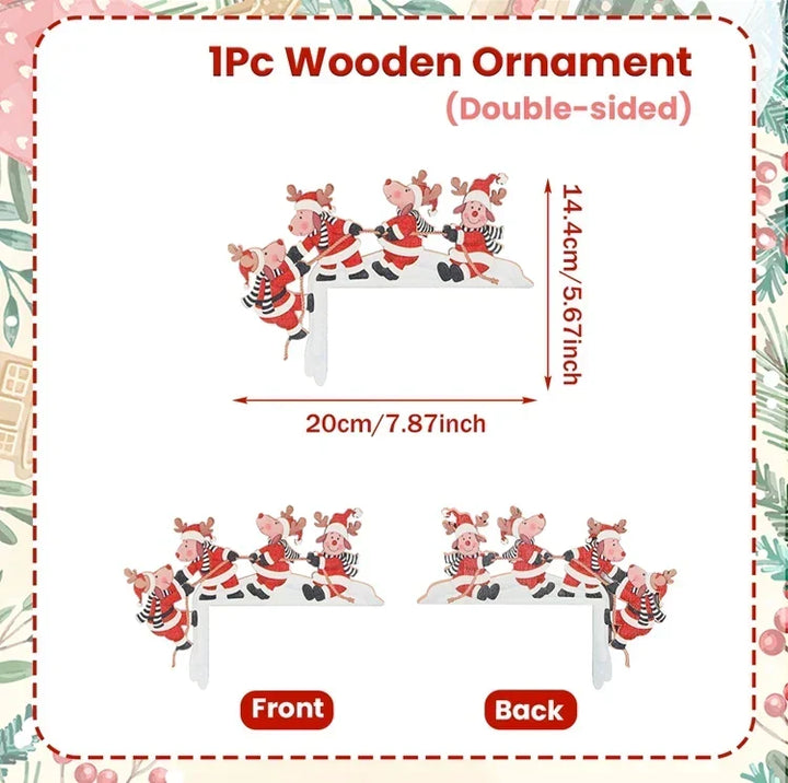 Christmas Wooden Decoration FrostiHome | Santa Claus &amp; Snowman | Wooden Door Sign &amp; Corner Decoration | Christmas &amp; New Year 2026