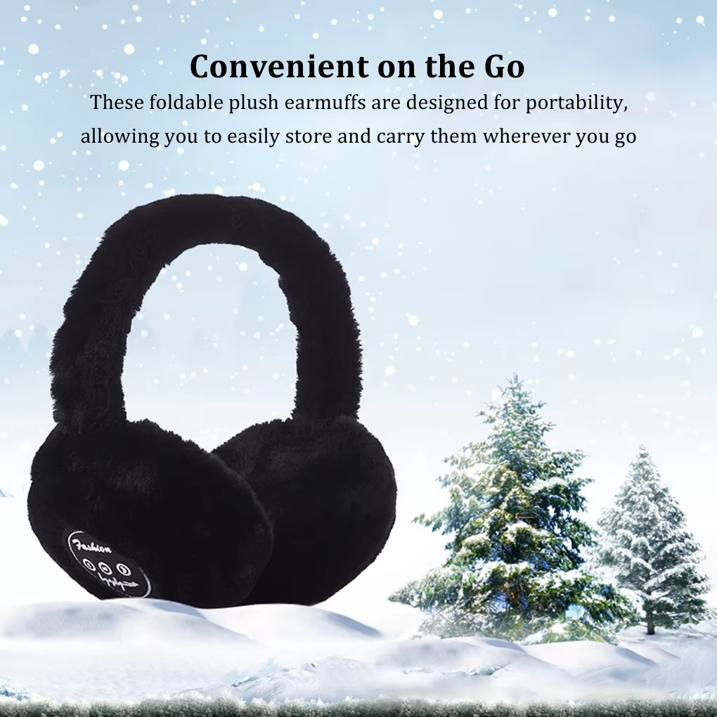 Plush Bluetooth Earmuff Headphones with Soft Faux Fur