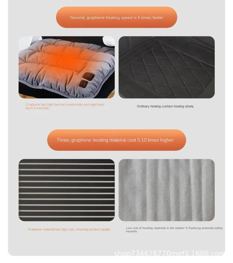 Harwelton™ Heated Seat Cushion with 3 Heat Levels and Graphene Warmth