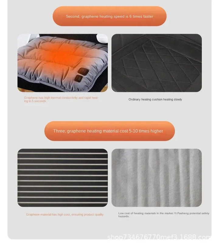 Harwelton™ Heated Seat Cushion with 3 Heat Levels and Graphene Warmth