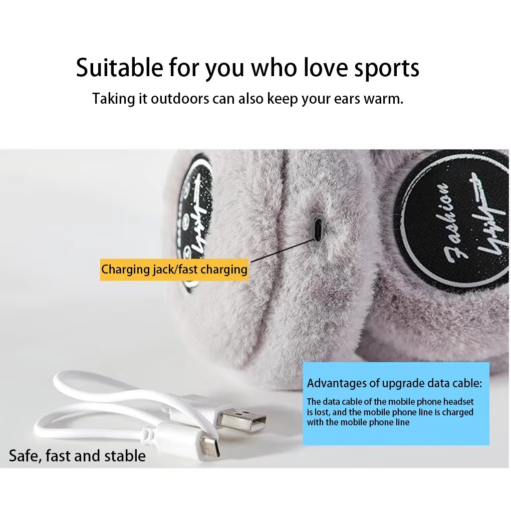 Plush Bluetooth Earmuff Headphones with Soft Faux Fur