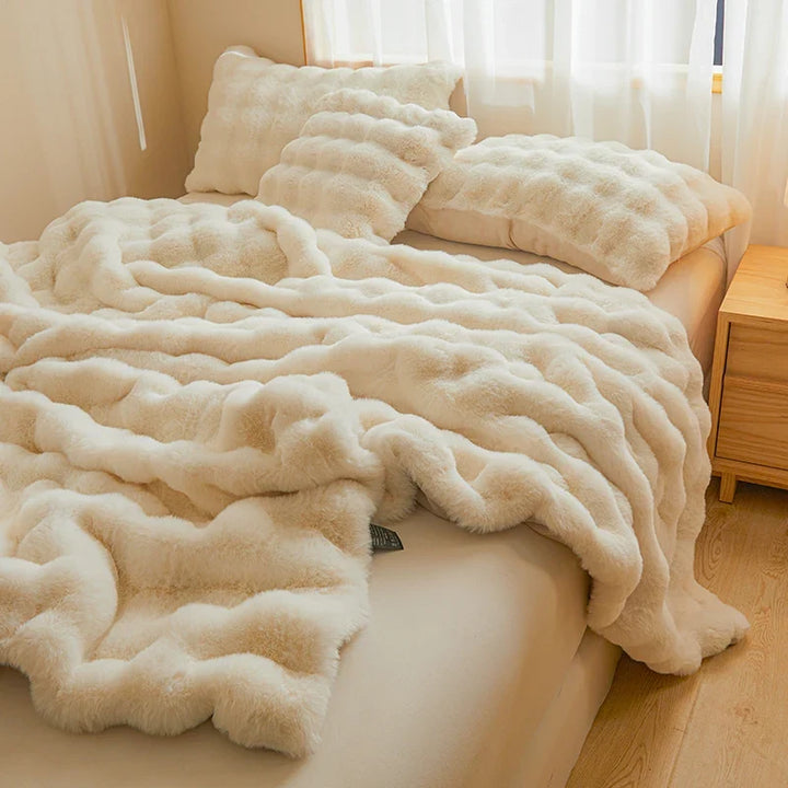 Ultra-Soft Faux Fur Throw with a Silky Plush Feel