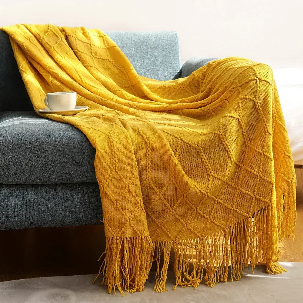 Nordic Chunky Knit Throw in Soft Faux Cashmere