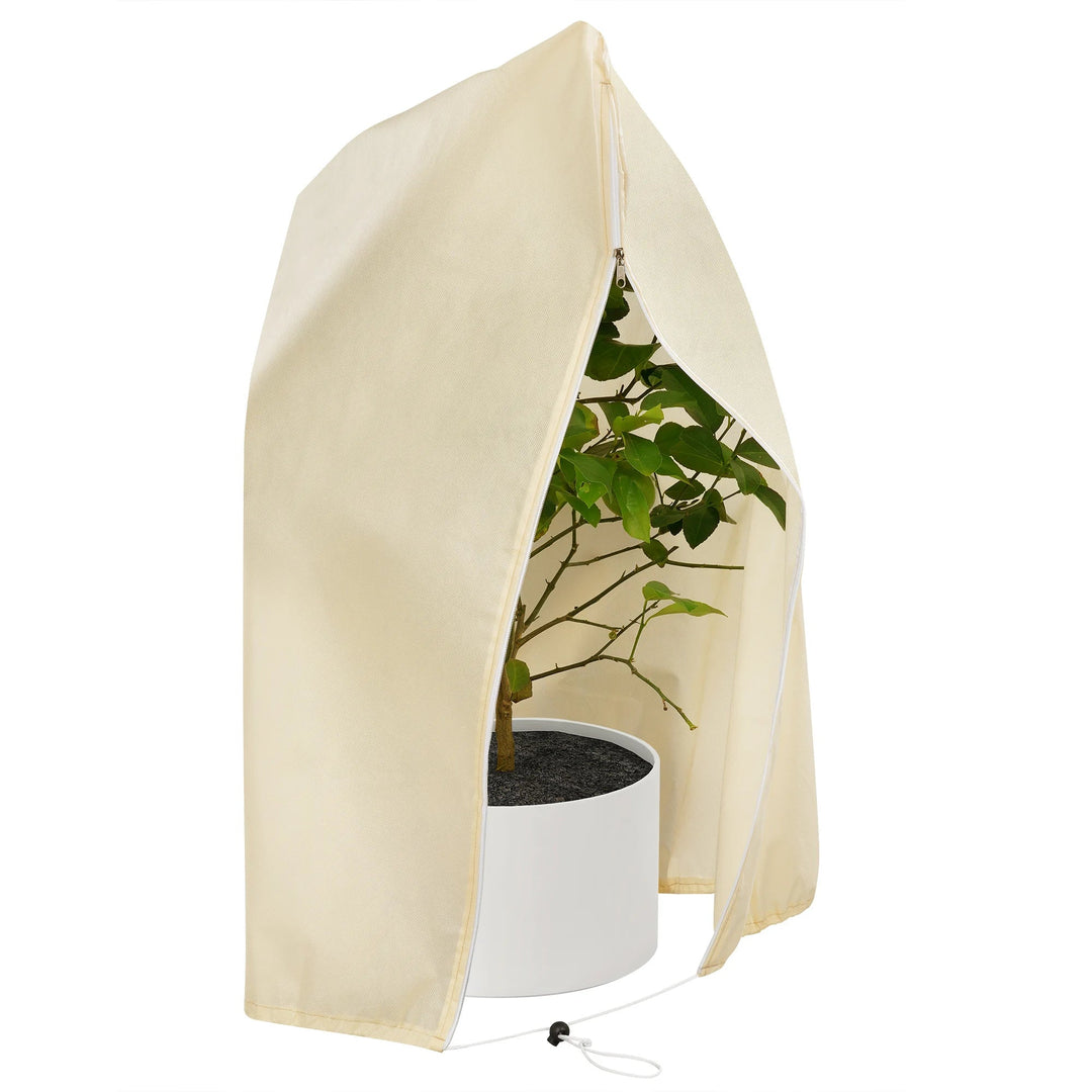 Breathable Plant Frost Cover with Zip and Drawstring