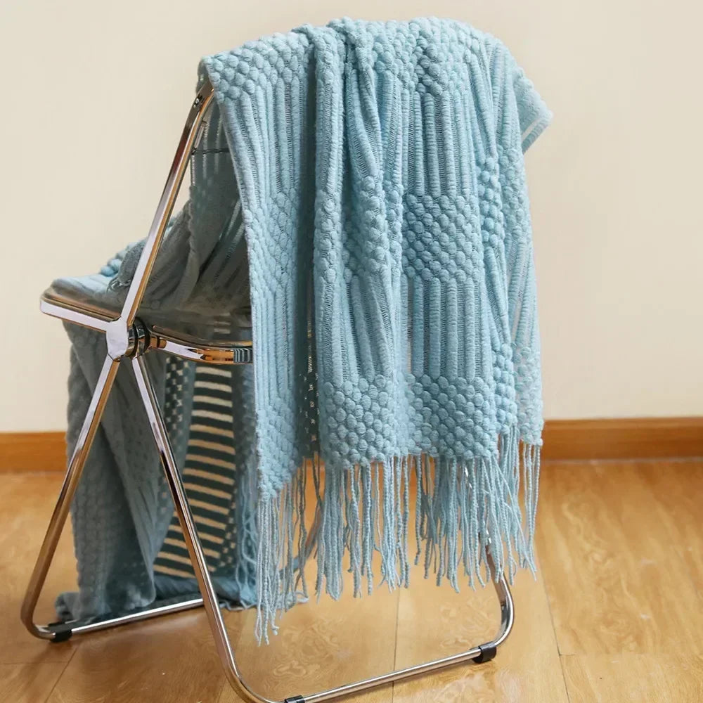 Nordic Chunky Knit Throw in Soft Faux Cashmere