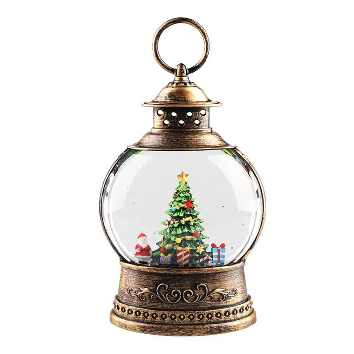 Harwelton™ Vintage Gold Christmas Lantern with Music Box and Snow Glitter