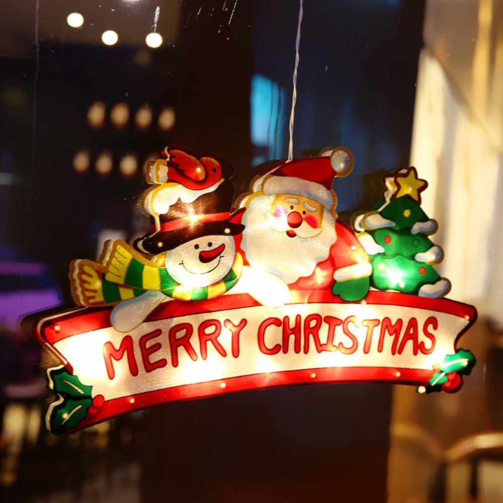 Battery Christmas Window Hanging Light with Flashing Mode