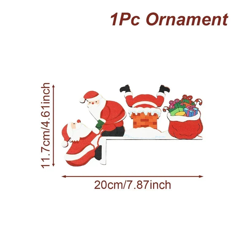 Christmas Wooden Decoration FrostiHome | Santa Claus &amp; Snowman | Wooden Door Sign &amp; Corner Decoration | Christmas &amp; New Year 2026