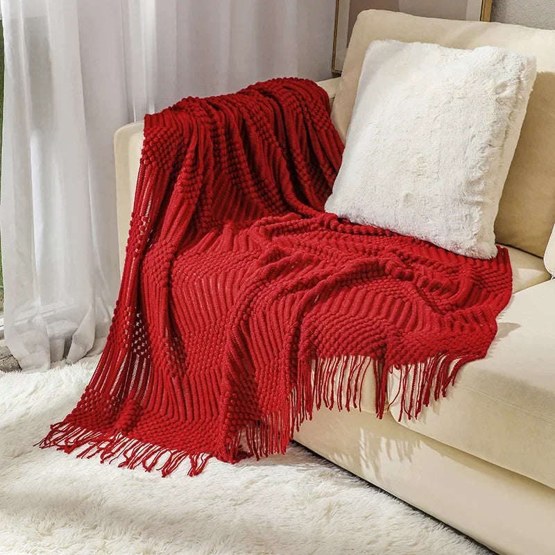 Nordic Chunky Knit Throw in Soft Faux Cashmere