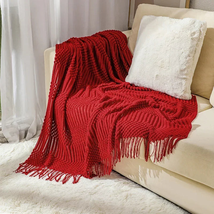 Nordic Chunky Knit Throw in Soft Faux Cashmere