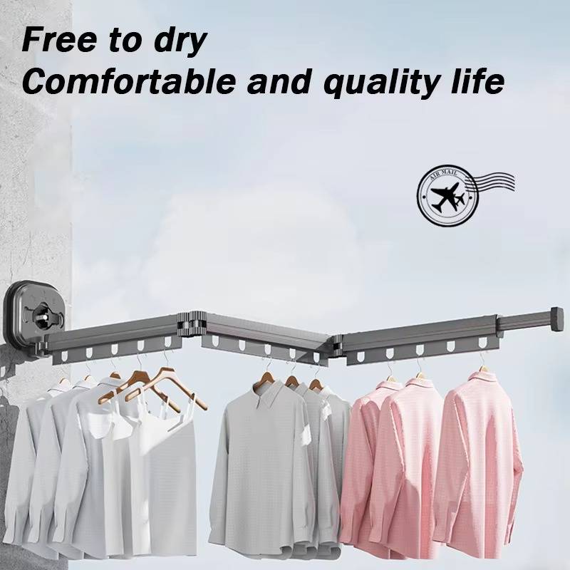 Folding Wall Clothes Airer with Suction Cups – No Drilling