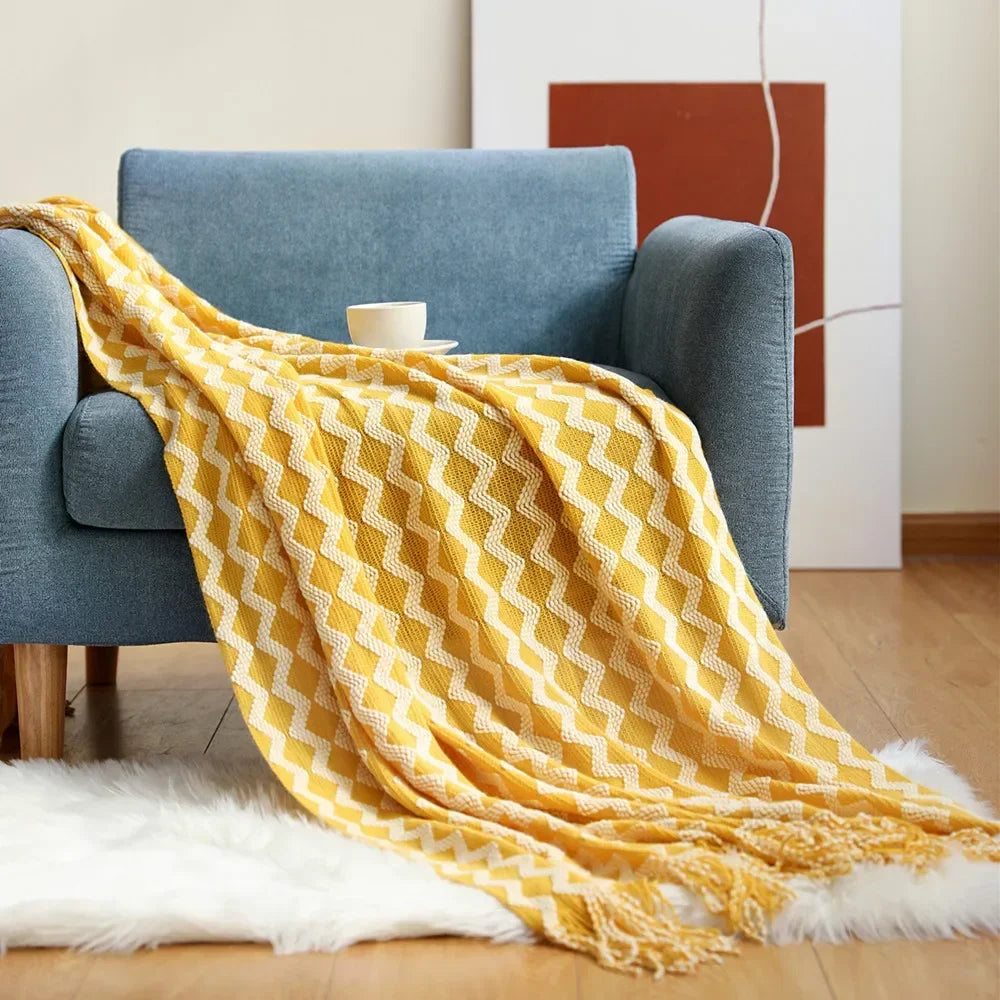 Nordic Chunky Knit Throw in Soft Faux Cashmere