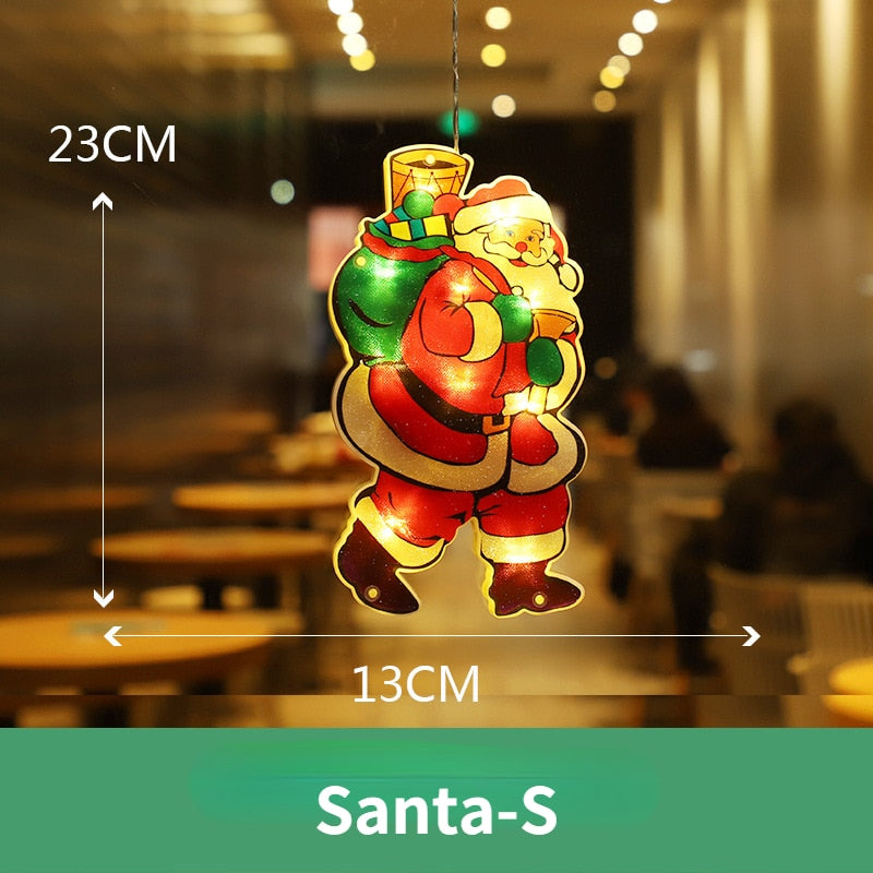 Battery Christmas Window Hanging Light with Flashing Mode