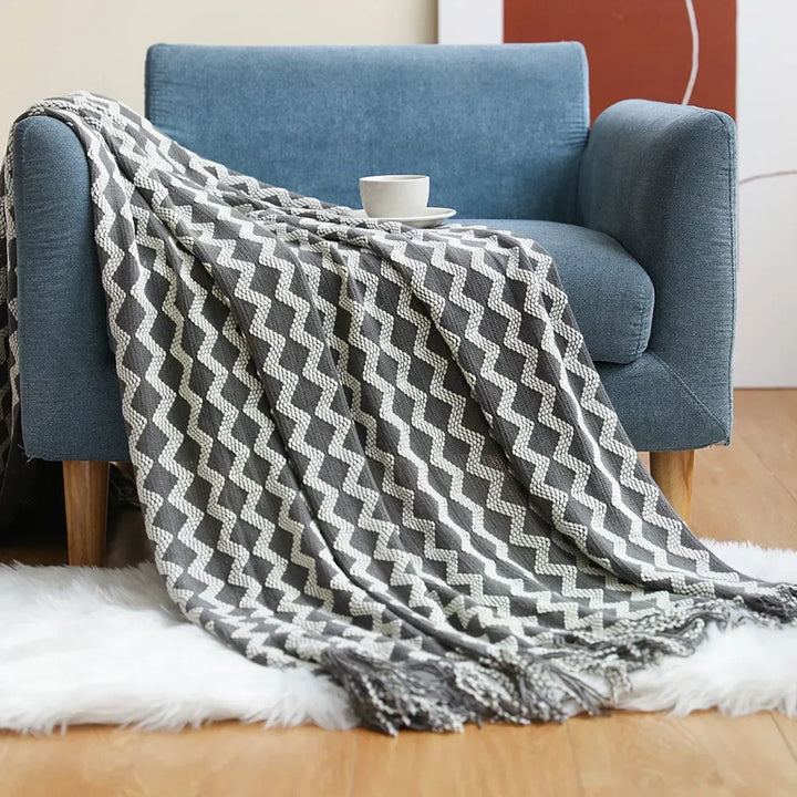 Nordic Chunky Knit Throw in Soft Faux Cashmere