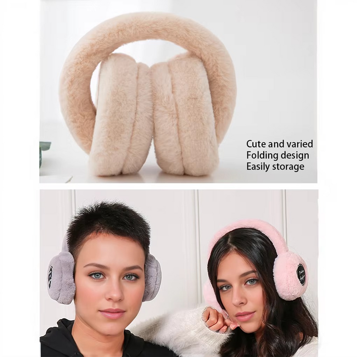 Plush Bluetooth Earmuff Headphones with Soft Faux Fur