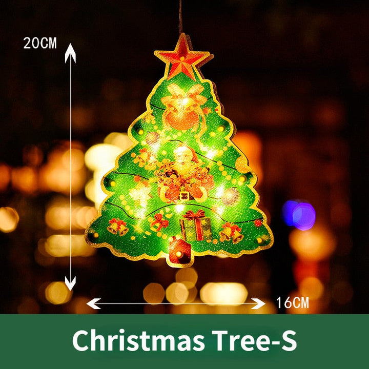 Battery Christmas Window Hanging Light with Flashing Mode