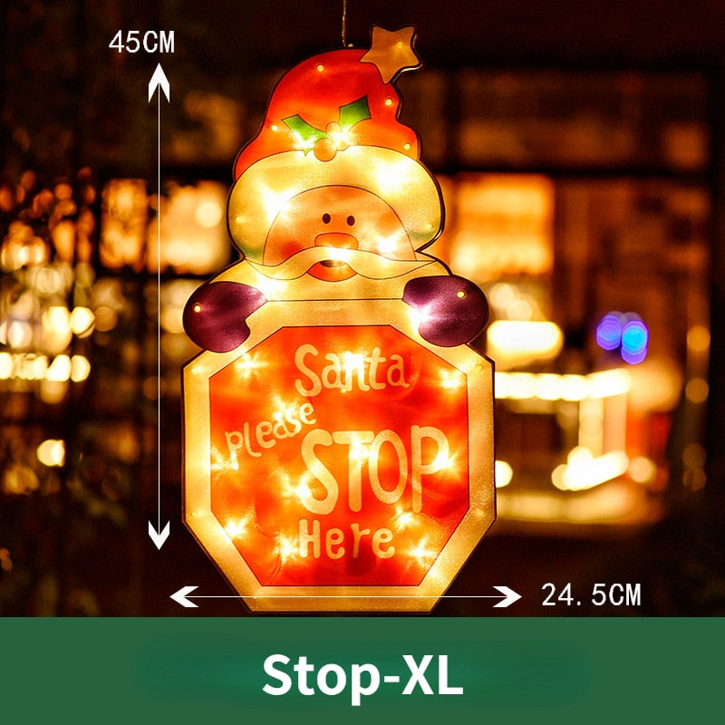 Battery Christmas Window Hanging Light with Flashing Mode