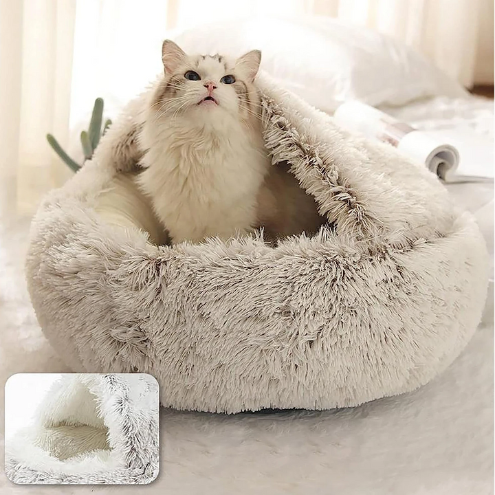 Calming Cave Dog Bed with Snug Hooded Nest Design