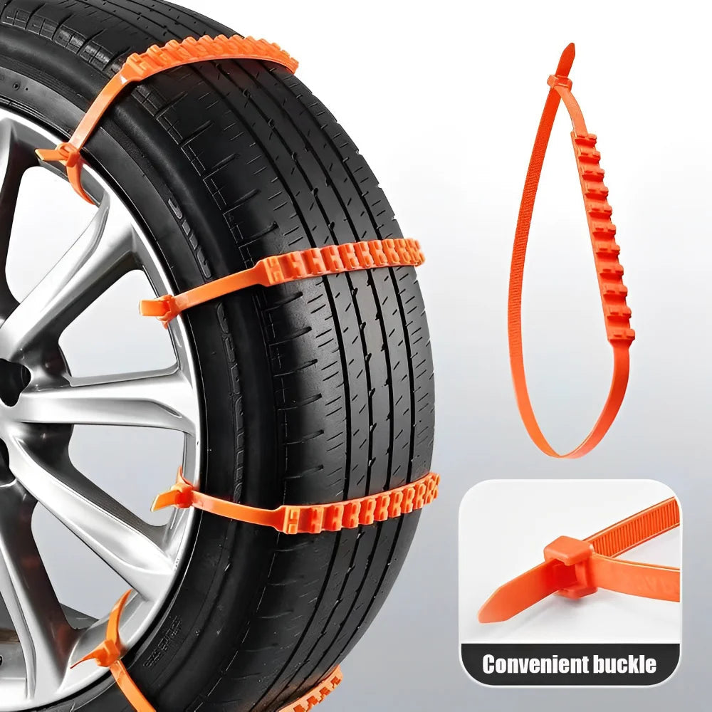 Rubber Anti-Skid Tyre Straps for Snow and Ice, Quick to Fit