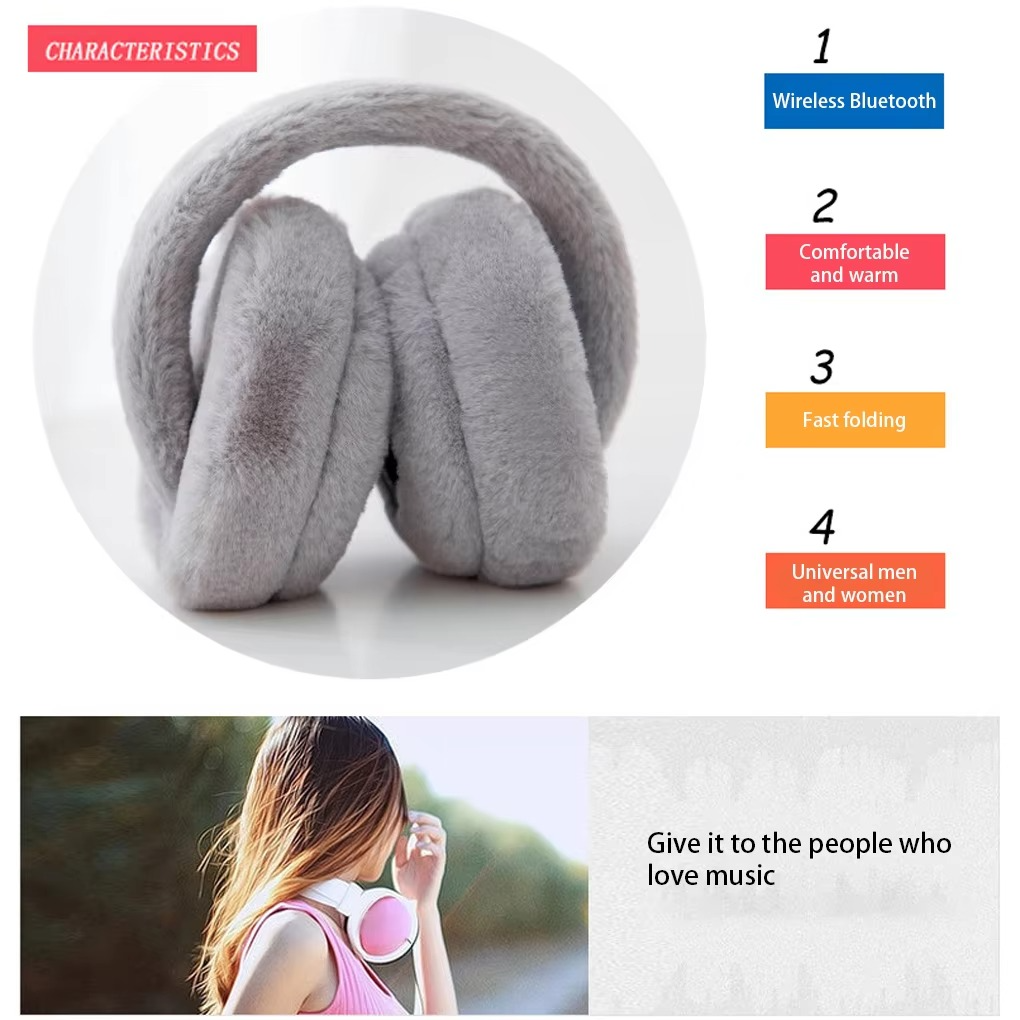 Plush Bluetooth Earmuff Headphones with Soft Faux Fur