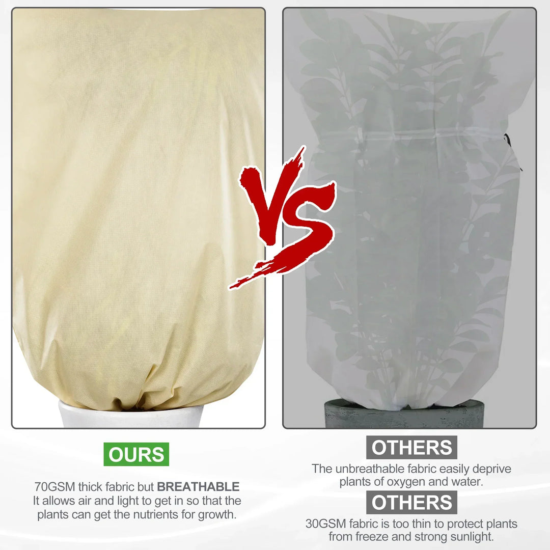 Breathable Plant Frost Cover with Zip and Drawstring