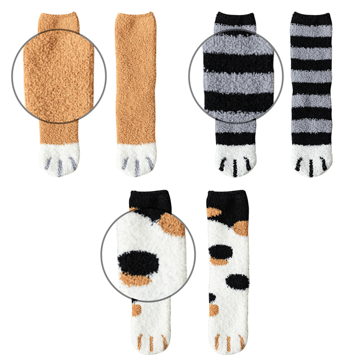 Harwelton™ Cosy Cat Paw Socks in Soft Coral Fleece, One Size Fits Most