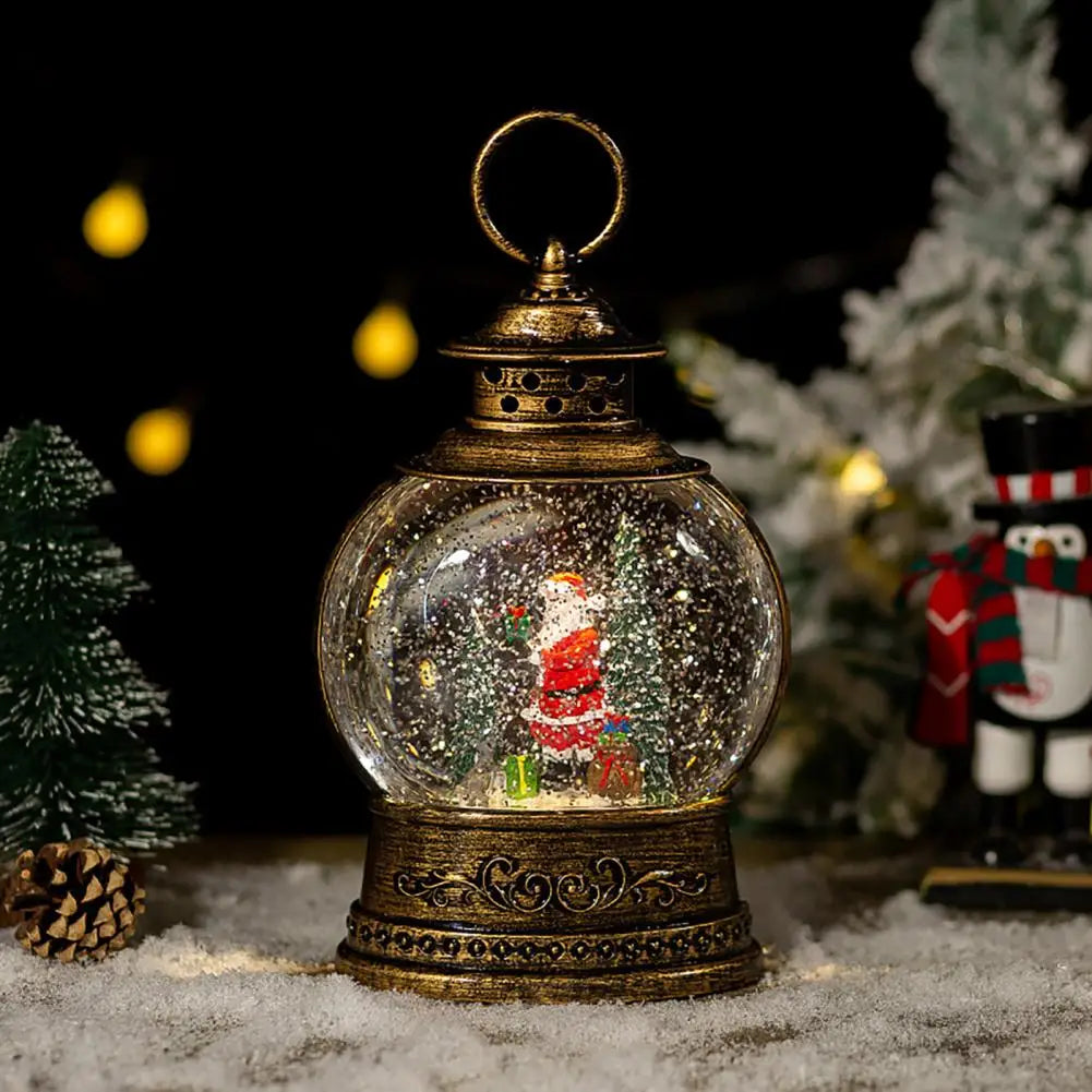 Harwelton™ Vintage Gold Christmas Lantern with Music Box and Snow Glitter