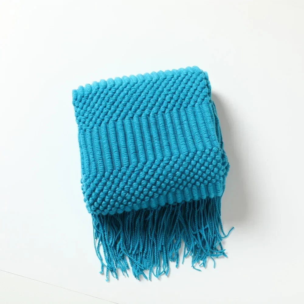 Nordic Chunky Knit Throw in Soft Faux Cashmere