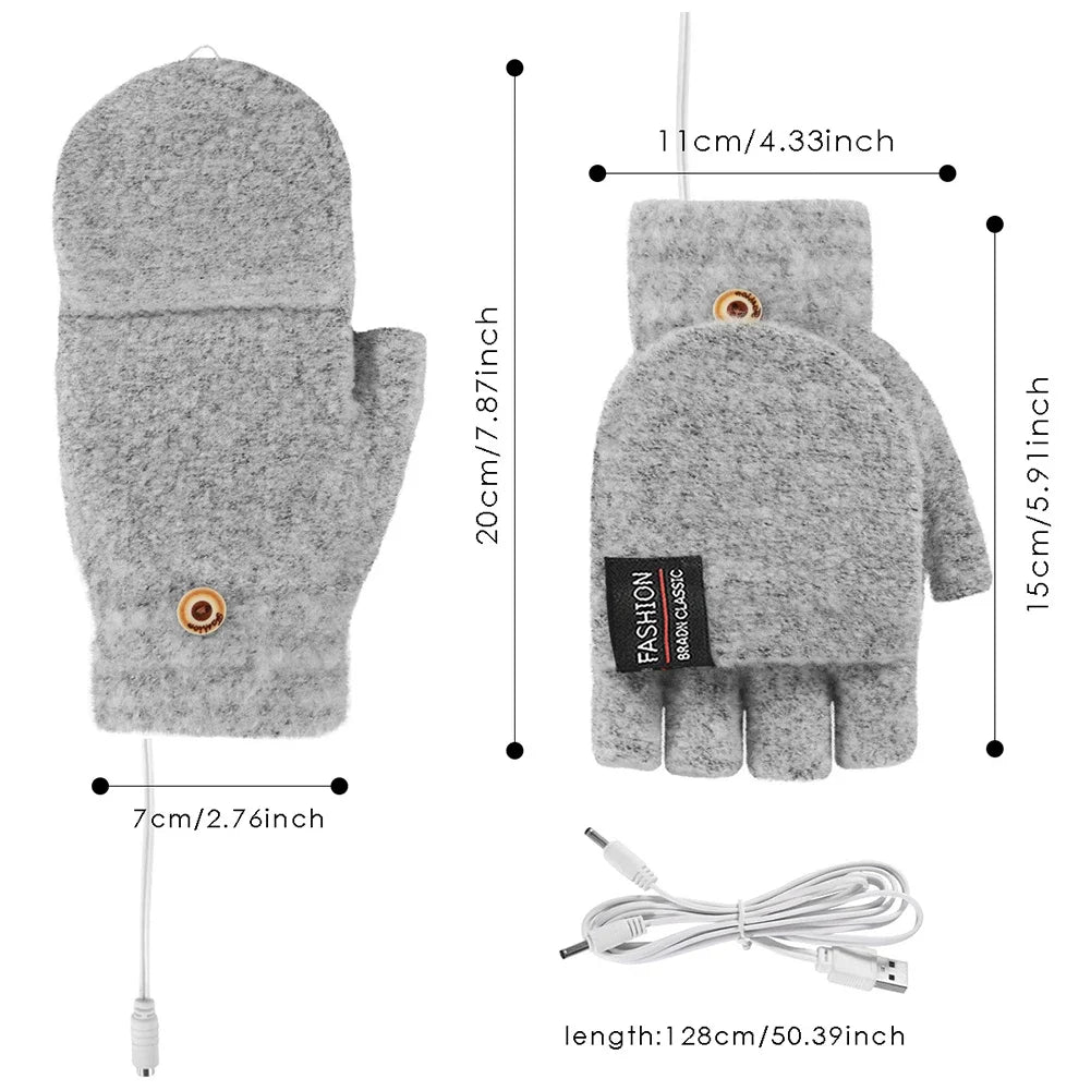Harwelton™ USB Rechargeable Knitted Heated Gloves with 3 Heat Settings