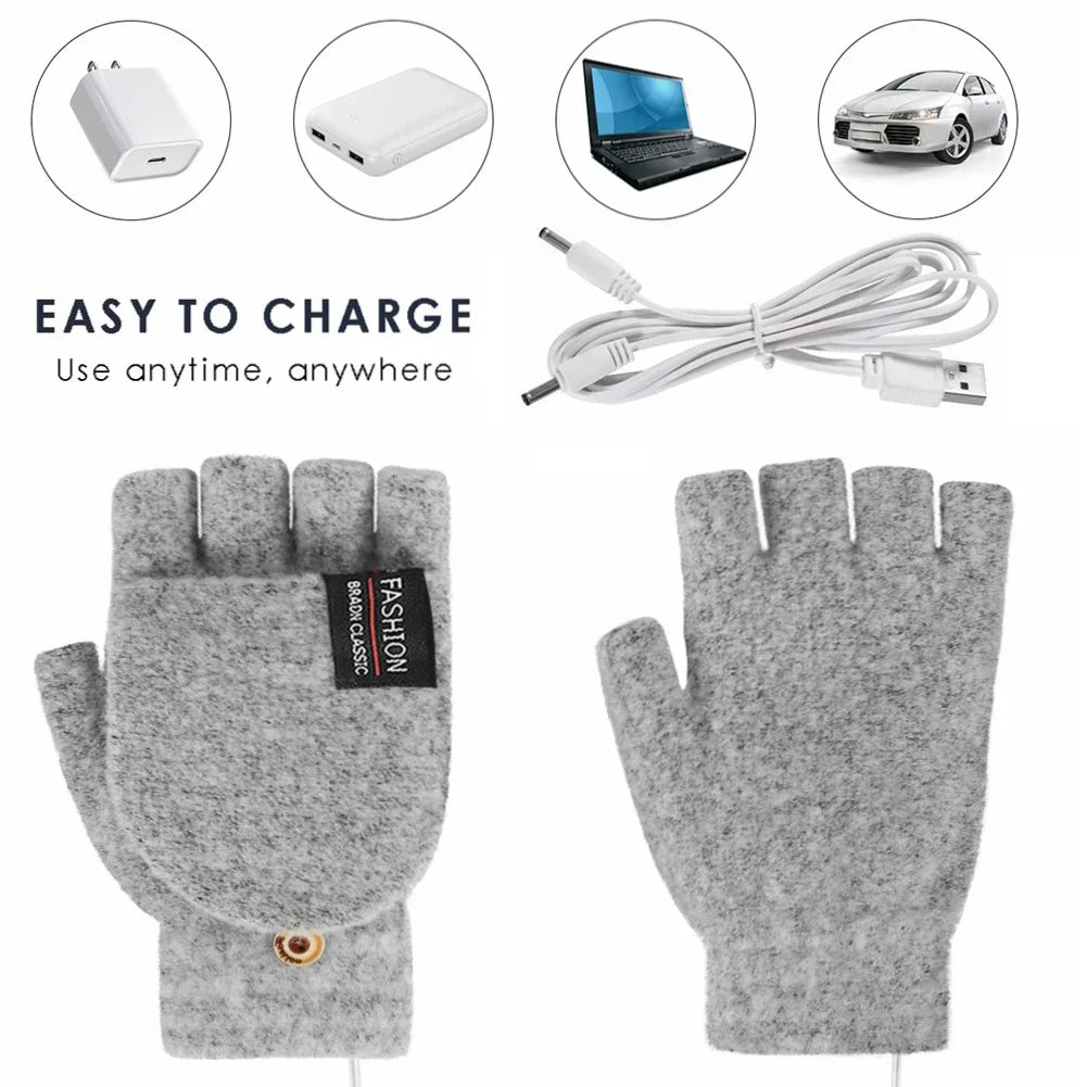 Harwelton™ USB Rechargeable Knitted Heated Gloves with 3 Heat Settings