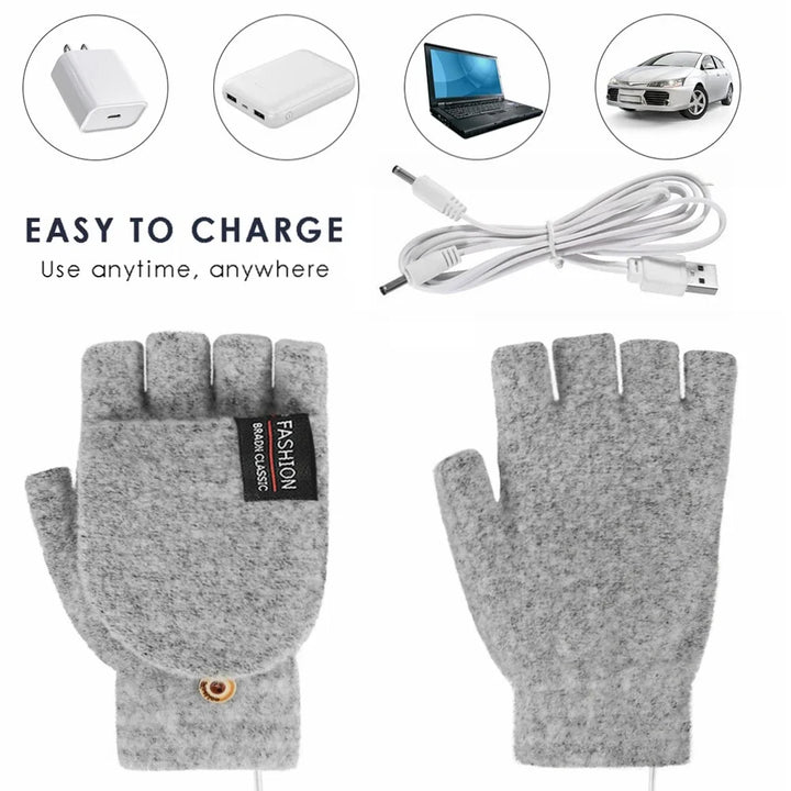 Harwelton™ USB Rechargeable Knitted Heated Gloves with 3 Heat Settings