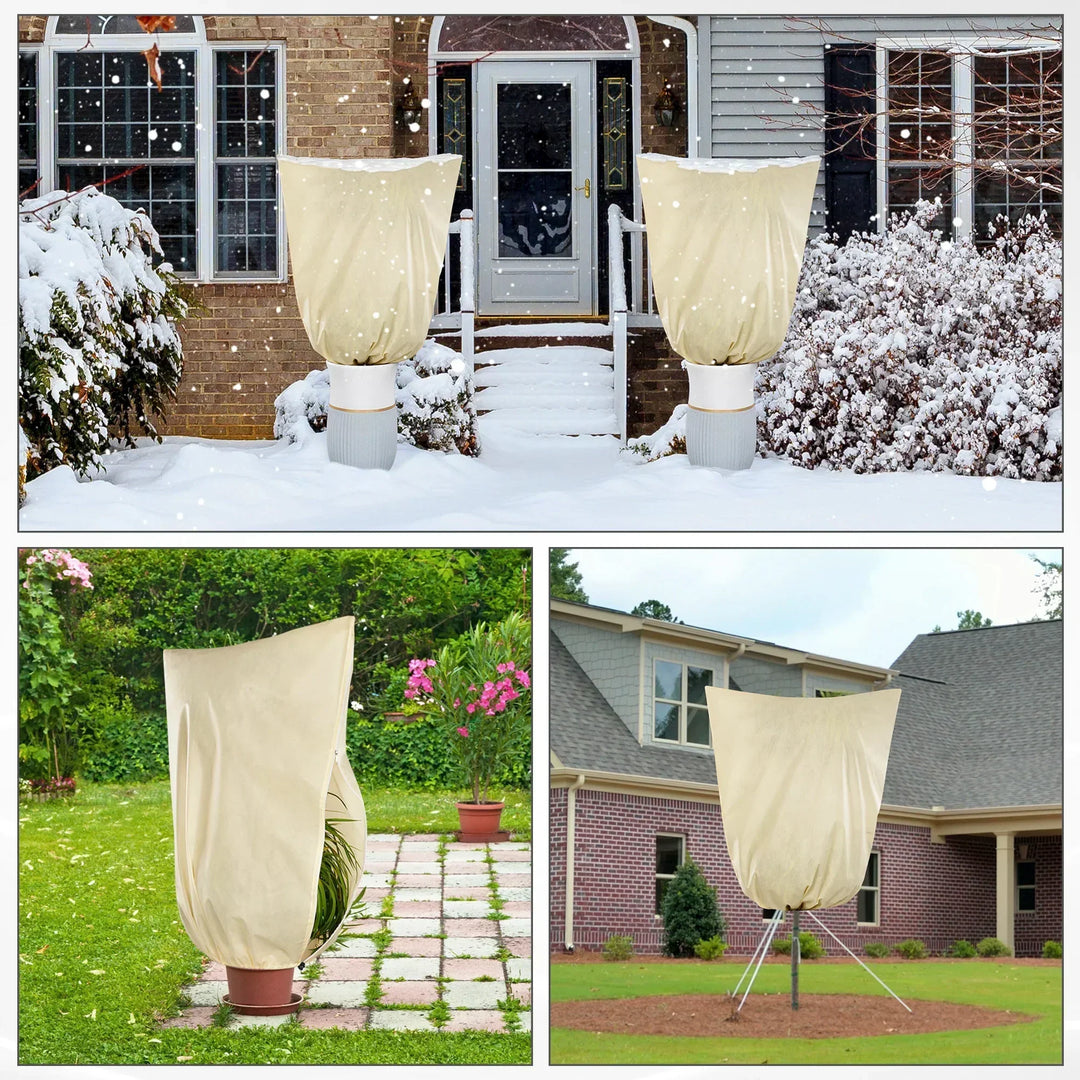 Breathable Plant Frost Cover with Zip and Drawstring