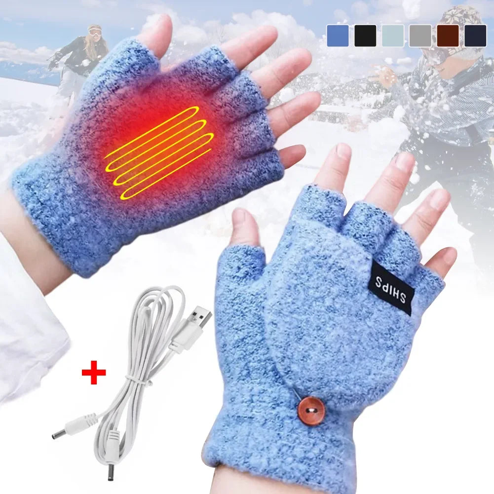 Harwelton™ USB Rechargeable Knitted Heated Gloves with 3 Heat Settings