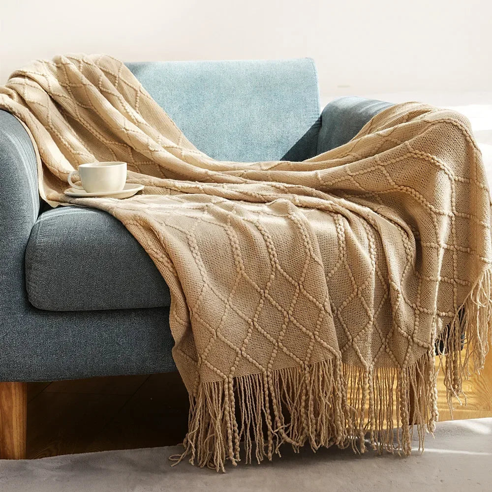 Nordic Chunky Knit Throw in Soft Faux Cashmere