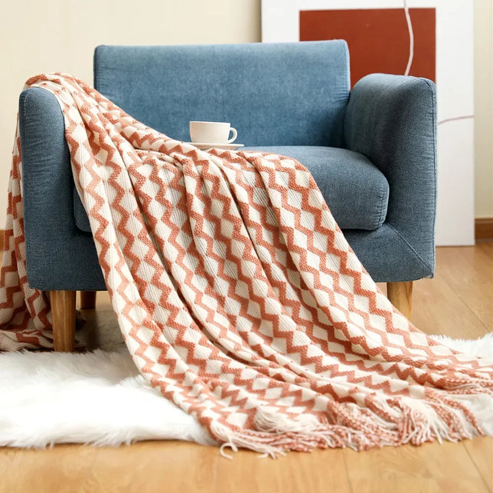 Nordic Chunky Knit Throw in Soft Faux Cashmere