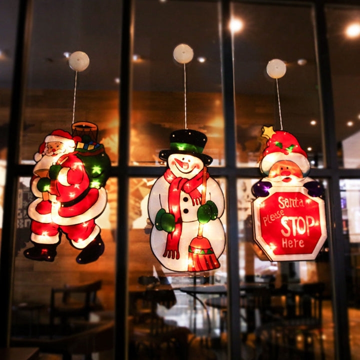Battery Christmas Window Hanging Light with Flashing Mode
