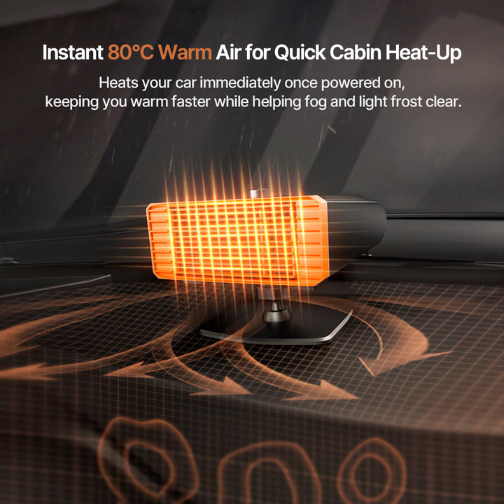 Portable Car Heater and Windscreen Defroster, 360° Swivel