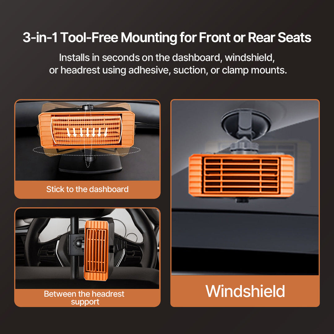 Portable Car Heater and Windscreen Defroster, 360° Swivel