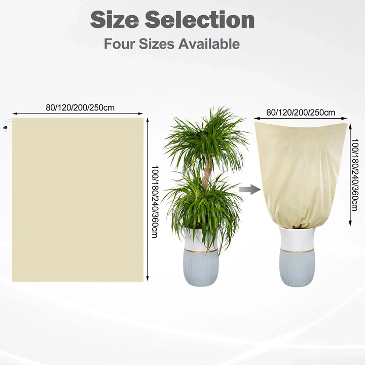 Breathable Plant Frost Cover with Zip and Drawstring
